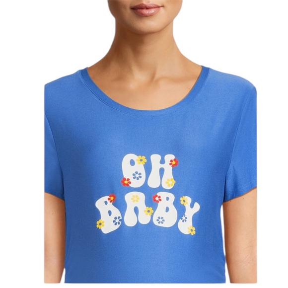 Time and Tru Women's Maternity Graphic Tee with Short Sleeves Size S (4-6) Blue - Picture 4 of 12